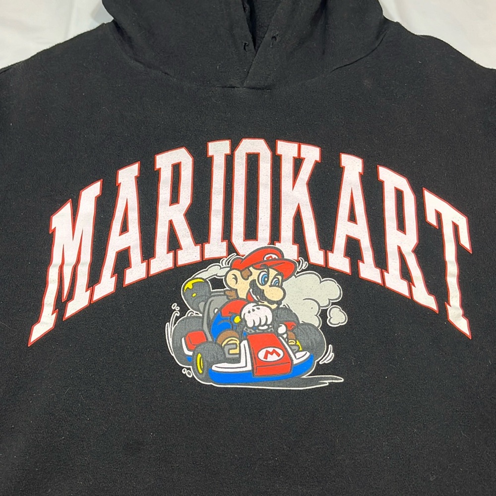 MARIOKART 3XL BLACK Hoodie BIG RED SPELLOUT Mario brothers driving car mens xxxl